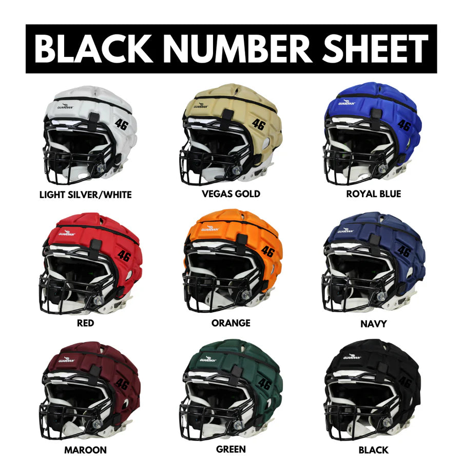custom football helmets with number Vinyl Stick On Number Set Black