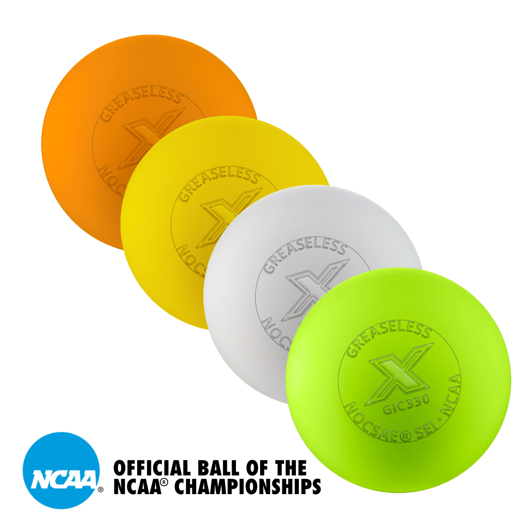 The Pearl - Greaselessラクロスボール(ホワイト＆イエロー) - NOCSAE